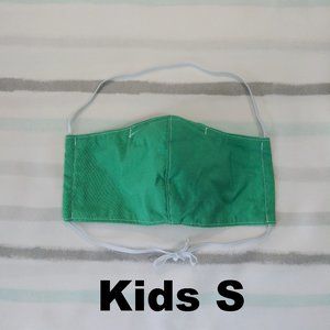 Kids S homemade mask w/ pocket - green